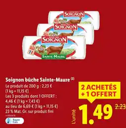 Lidl Soignon bûche sainte-maure offre
