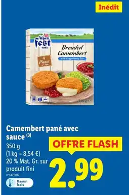 Lidl Alpen fest camembert pané avec sauce offre