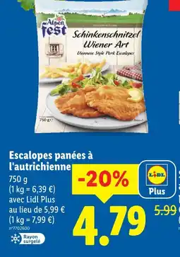 Lidl Alpen fest escalopes panées à l'autrichienne offre