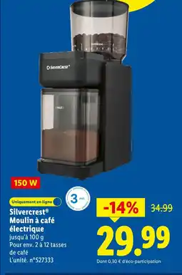Lidl Silvecrest moulin à café électrique offre