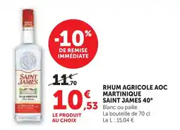 U Express Saint james rhum agricole aoc martinique 40° offre