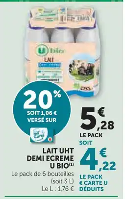 U Express U bio lait uht demi écrémé bio offre