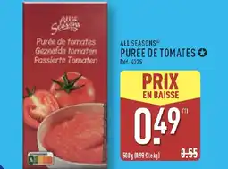 ALDI All seasons purée de tomates offre