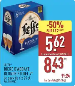 ALDI Leffe bière d'abbaye blonde rituel 9° offre
