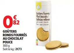 Auchan Goûters ronds fourrés au chocolat pouce offre