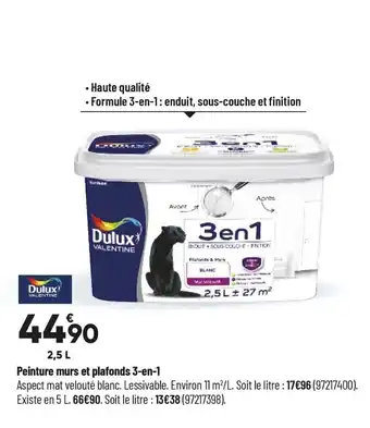 Bricorama Peinture murs et plafonds 3-en-1 offre