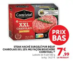 Super U Steak haché surgelé pur bœuf charolais xxl 15% mg façon bouchère convivial offre