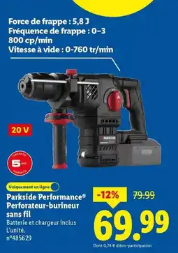 Lidl Parkside - performance perforateur-burineur sans fil offre