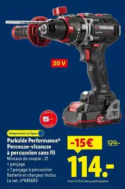 Lidl Parkside - performance perceuse-visseuse à percussion sans fil offre