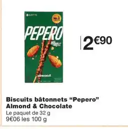 Monoprix PEPERO Biscuits bâtonnets Almond & Chocolate offre