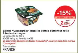 Monoprix CASSEGRAIN Salade lentilles vertes butternut rôtie & haricots rouges offre