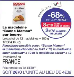 Monoprix BONNE MAMAN La madeleine pur beurre offre