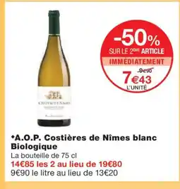 Monoprix A.O.P. Costières de Nîmes blanc Biologique offre