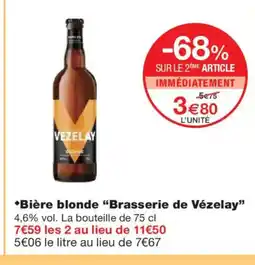 Monoprix BRASSERIE DE VÉZELAY Bière blonde offre
