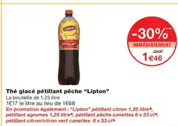 Monoprix LIPTON Thé glacé pétillant pêche offre