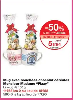 Monoprix FIZZY Mug avec bouchées chocolat céréales Monsieur Madame offre