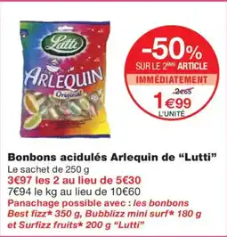 Monoprix LUTTI Bonbons acidulés Arlequin de offre