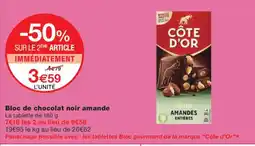 Monoprix Bloc de chocolat noir amande offre