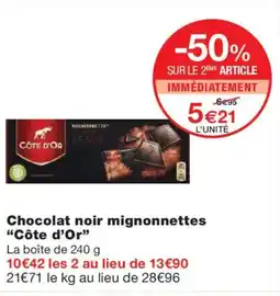 Monoprix CÔTE D'OR Chocolat noir mignonnettes offre