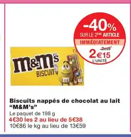 Monoprix M&M's Biscuits nappés de chocolat au lait offre