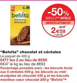 Monoprix BELVITA chocolat et céréales offre