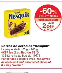 Monoprix NESQUIK Barres de céréales offre