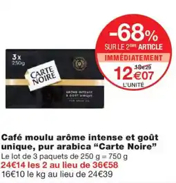 Monoprix CARTE NOIRE Café moulu arôme intense et goût unique, pur arabica offre