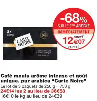 CARTE NOIRE Café moulu arôme intense et goût unique, pur arabica