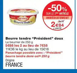 Monoprix PRÉSIDENT Beurre tendre doux offre