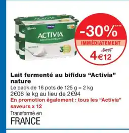 Monoprix ACTIVIA Lait fermenté au bifidus nature offre
