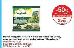 Monoprix BONDUELLE Purée surgelée Délice 4 saveurs haricots verts, courgettes, épinards, pois, crème offre