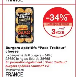 Monoprix PASO TRAITEUR Burgers apéritifs cheese offre