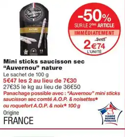 Monoprix AUVERNOU Mini sticks saucisson sec nature offre