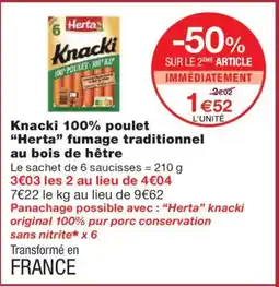 Monoprix HERTA Knacki 100% poulet fumage traditionnel au bois de hêtre offre