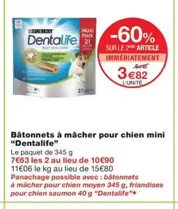 Monoprix DENTALIFE Bâtonnets à mâcher pour chien mini offre