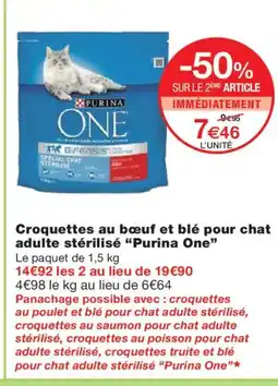 Monoprix PURINA ONE Croquettes au bœuf et blé pour chat adulte stérilisé offre