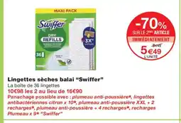 Monoprix SWIFFER Lingettes sèches balai offre