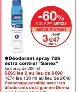 Monoprix SANEX Déodorant spray 72h extra control offre