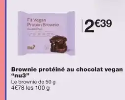 Monoprix NU3 Brownie protéiné au chocolat vegan offre
