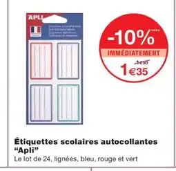 Monoprix APLI Étiquettes scolaires autocollantes offre