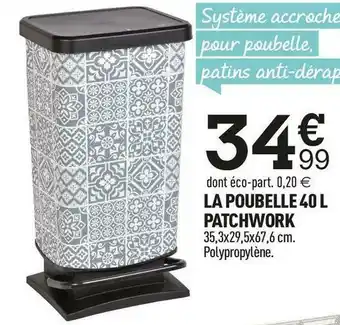 Centrakor La poubelle 40 l patchwork offre