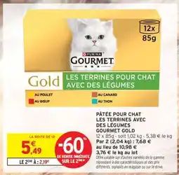 Intermarché PÂTÉE POUR CHAT LES TERRINES AVEC DES LÉGUMES GOURMET GOLD offre