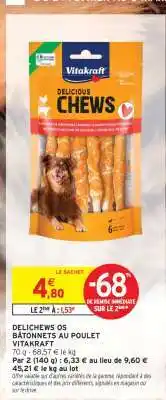 Intermarché DELICHEWS OS BÂTONNETS AU POULET VITAKRAFT offre