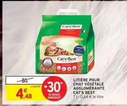 Intermarché Litière pour chat végétale agglomérante Cat's Best offre