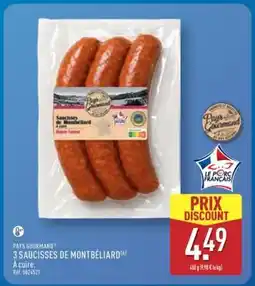 ALDI 3 SAUCISSES DE MONTBÉLIARD offre