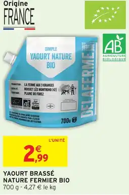 Intermarché Delaferme yaourt brassé nature fermier bio offre