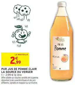 Intermarché La source du verger pur jus de pomme clair offre
