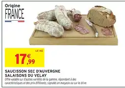 Intermarché Salaisons du velay saucisson sec d'auvergne offre
