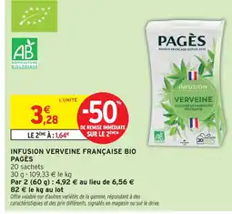 Intermarché Pagès infusion verveine française bio offre