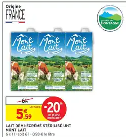 Intermarché Mont lait lait demi-écrémé stérilisé uht offre